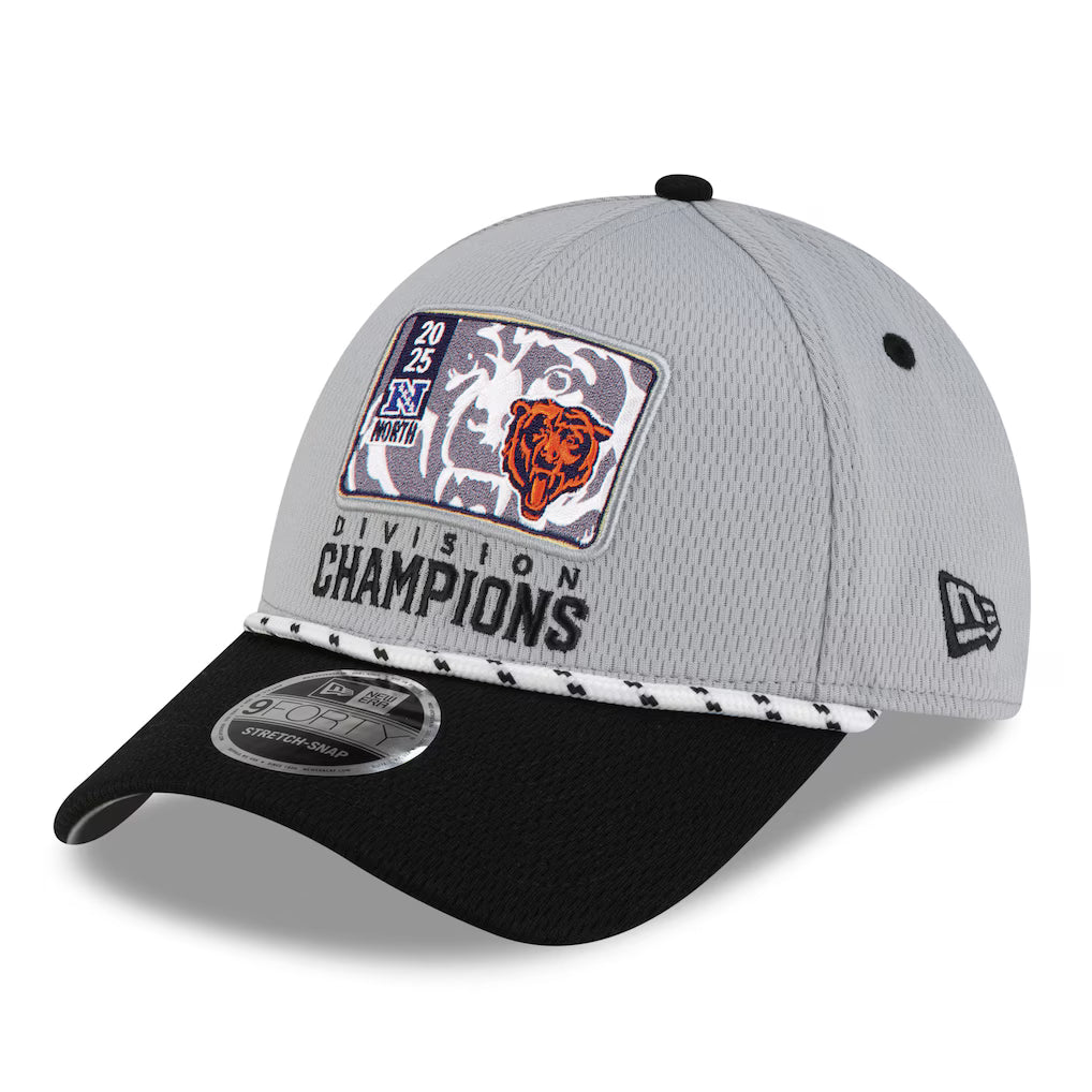 Men's Chicago Bears New Era Gray 2025 NFC North Division Champions Locker Room Trophy Collection 9FORTY Adjustable Hat
