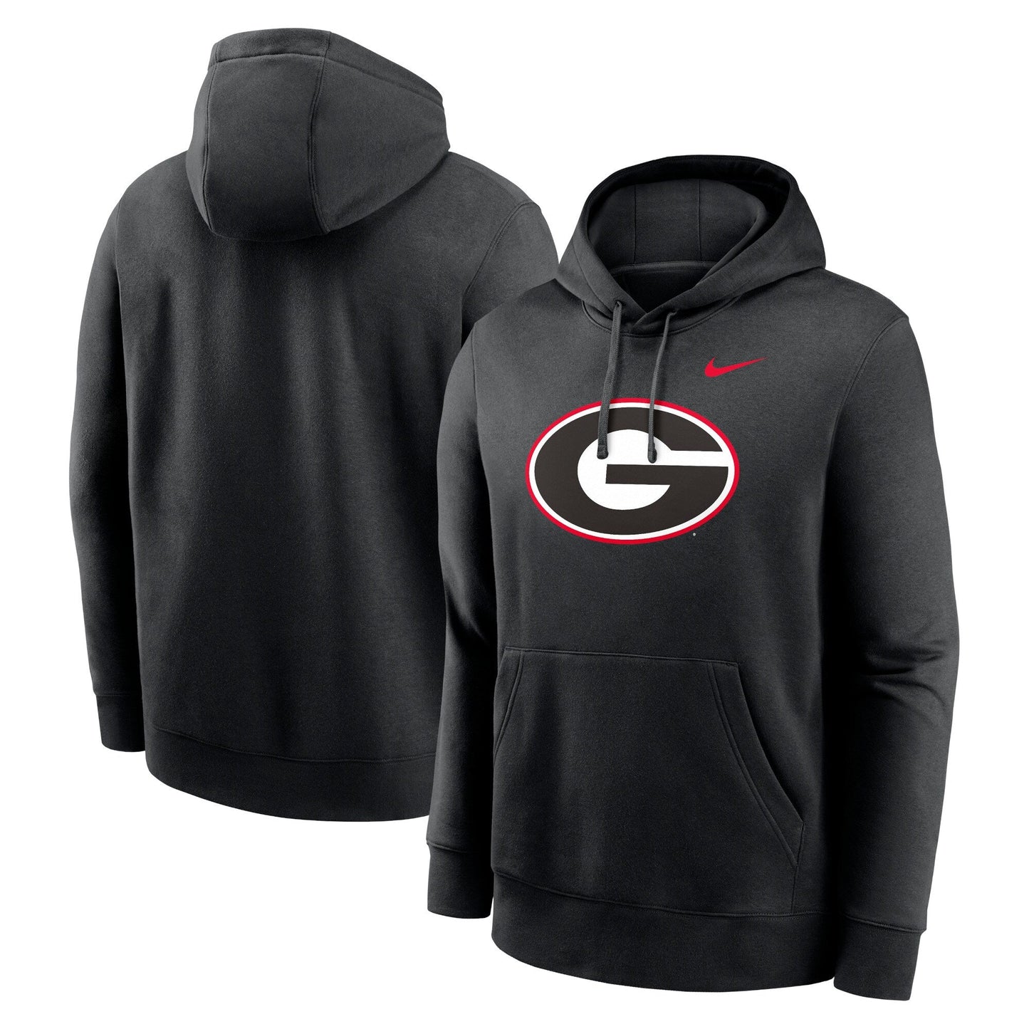 Nike Men's Georgia Bulldogs Black Primary Logo Club Fleece Hoodie