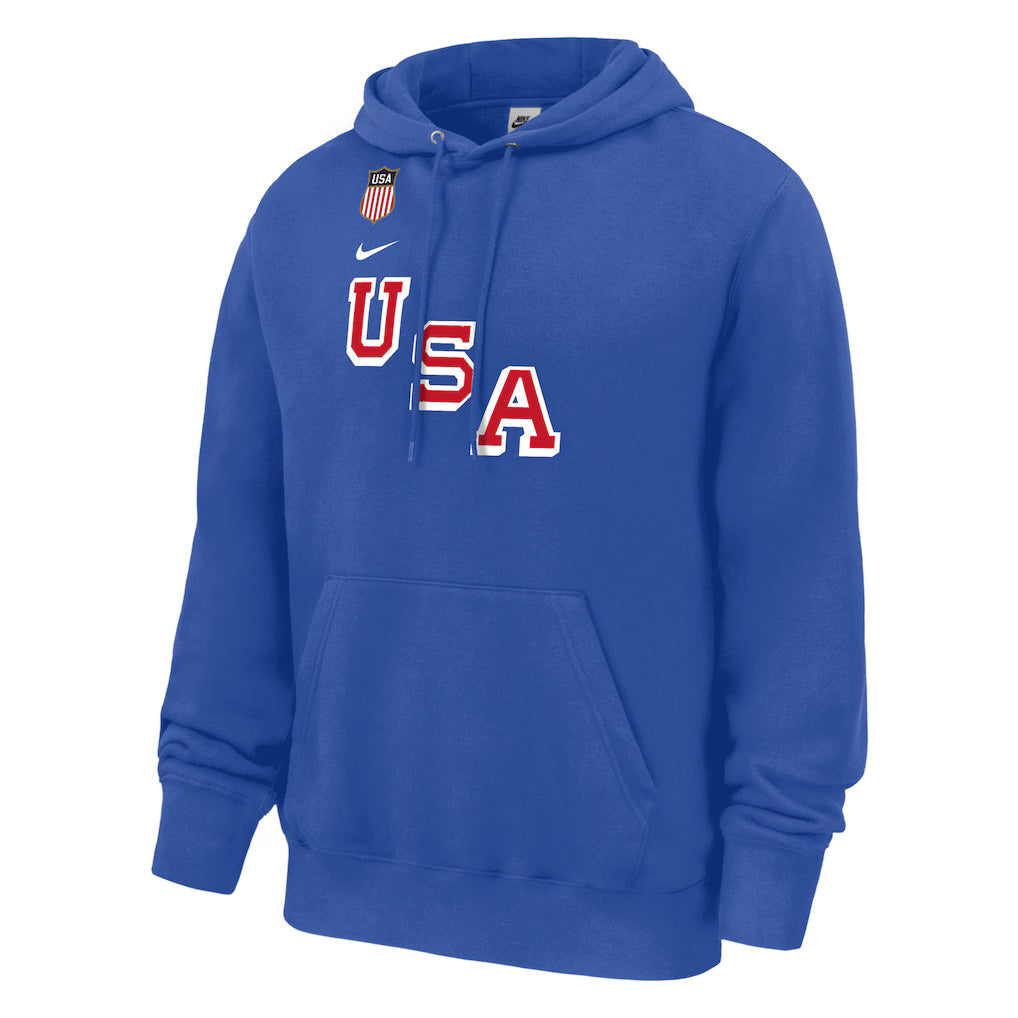 Men's Nike Jack Hughes Royal USA Hockey 2026 Name & Number Hoodie