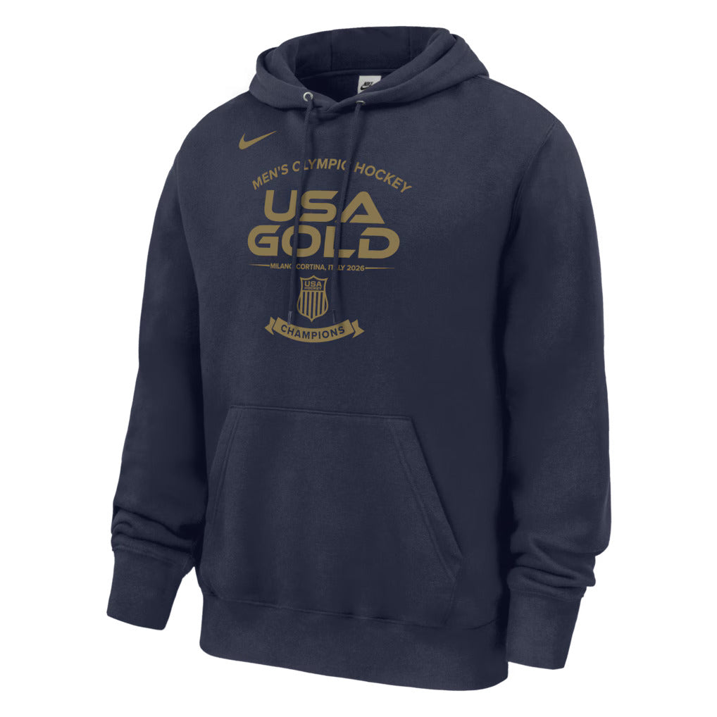 Men's USA Hockey Nike 2026 Winter Olympics Gold Medal Core Hoodie - Navy