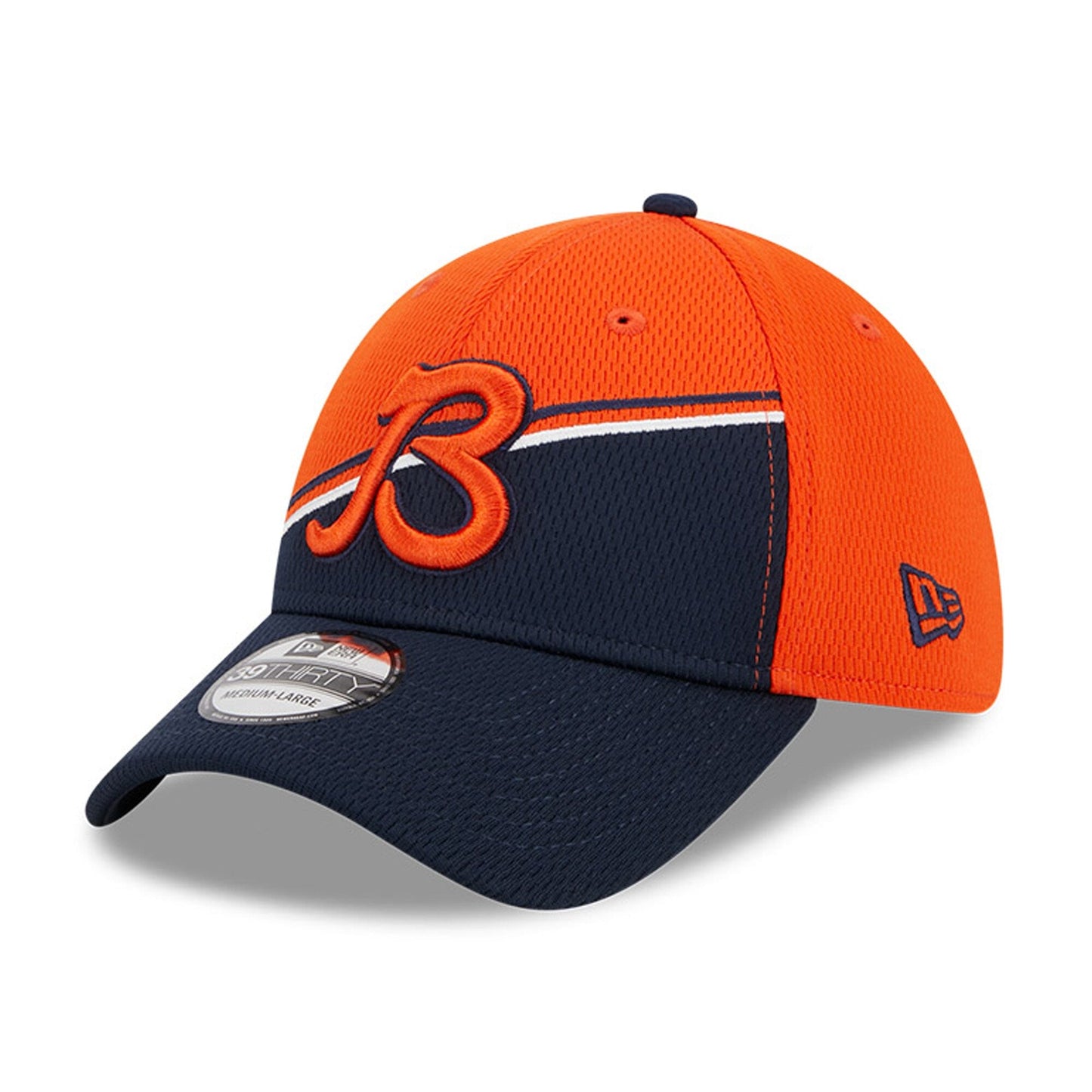 Men's Chicago Bears Historical Logo New Era Orange/Navy 2023 Sideline 39THIRTY Flex Hat