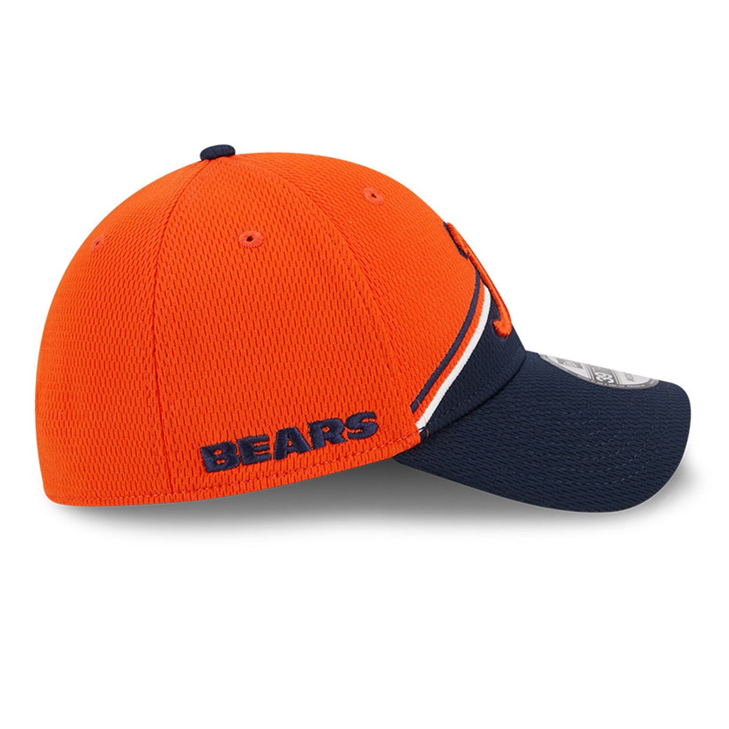 Men's Chicago Bears Historical Logo New Era Orange/Navy 2023 Sideline 39THIRTY Flex Hat