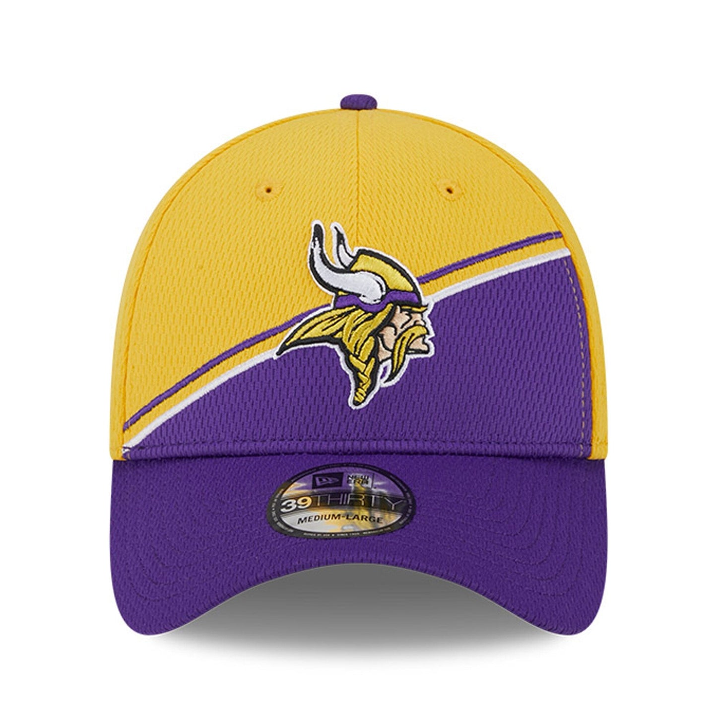 Men's Minnesota Vikings Primary Logo New Era Yellow/Purple 2023 Sideline 39THIRTY Flex Hat