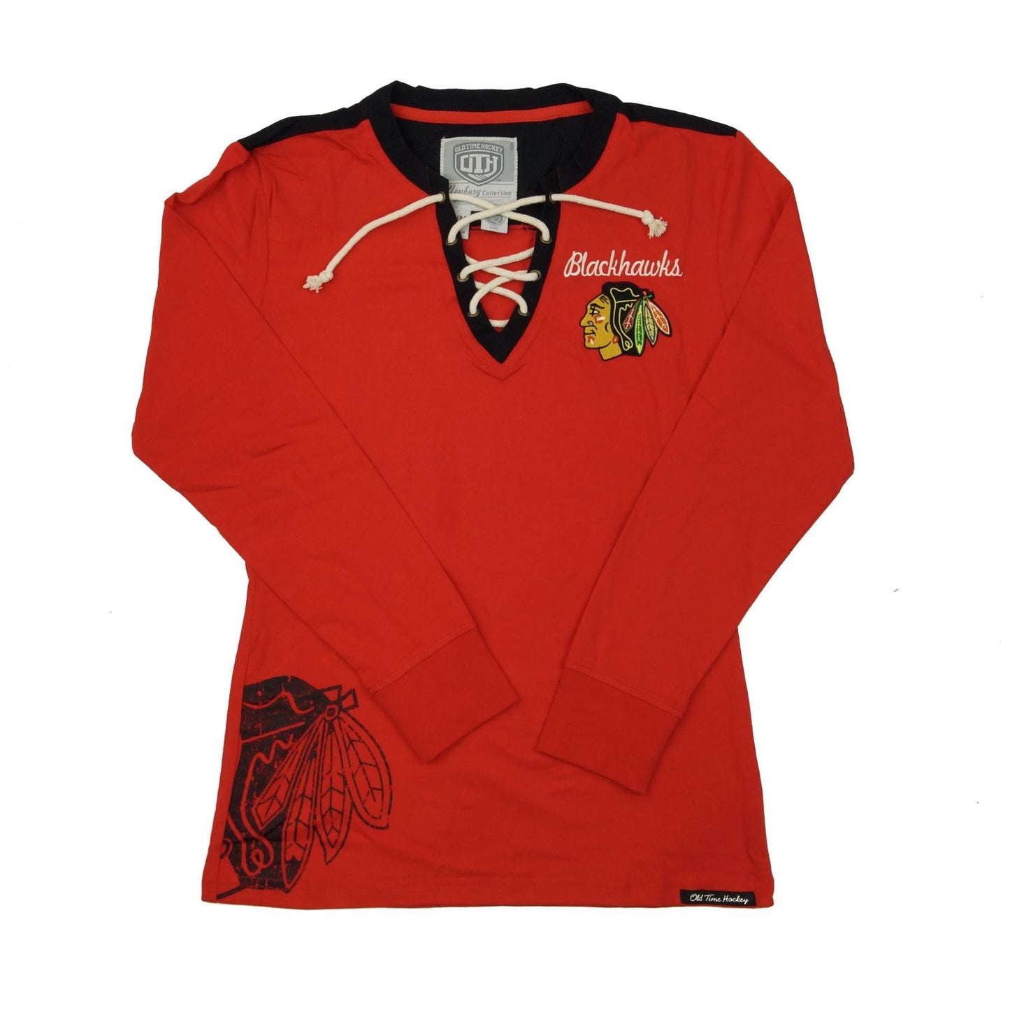 Womens Chicago Blackhawks Red Old Time Hockey Rachel Long Sleeve Jersey Tee