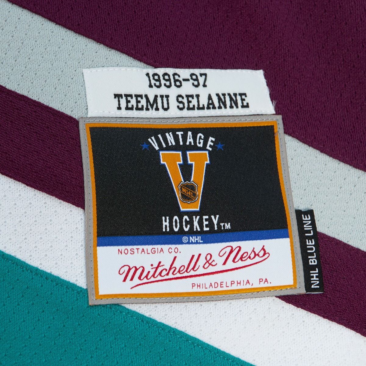 Men's Teemu Selanne Anaheim Ducks Mitchell & Ness 1996/97 Blue Line Player Jersey -Purple
