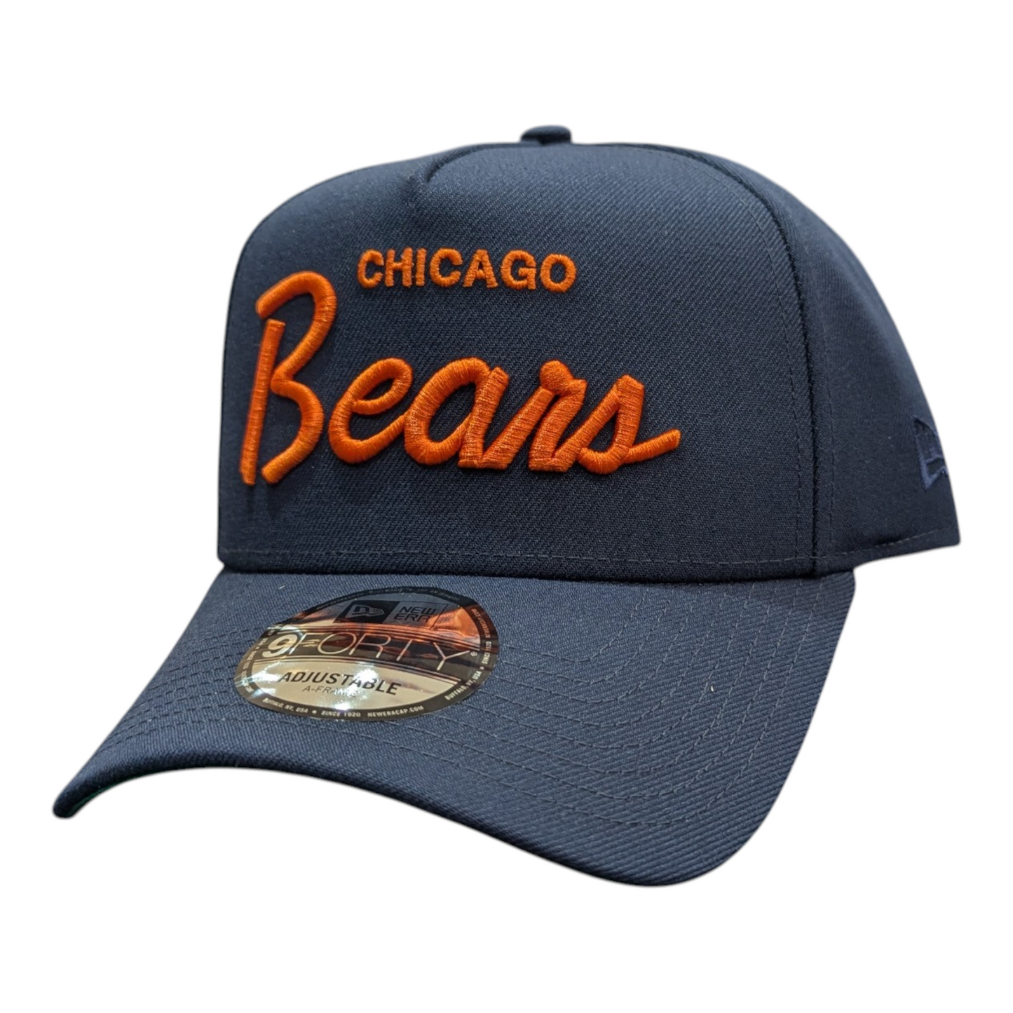 Chicago Bears New Era Navy Gridiron A-Frame 9FORTY Adjustable Hat