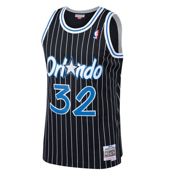 Men's Shaquille O'Neal Orlando Magic 1994-95 Black Swingman Replica Jersey By Mitchell & Ness