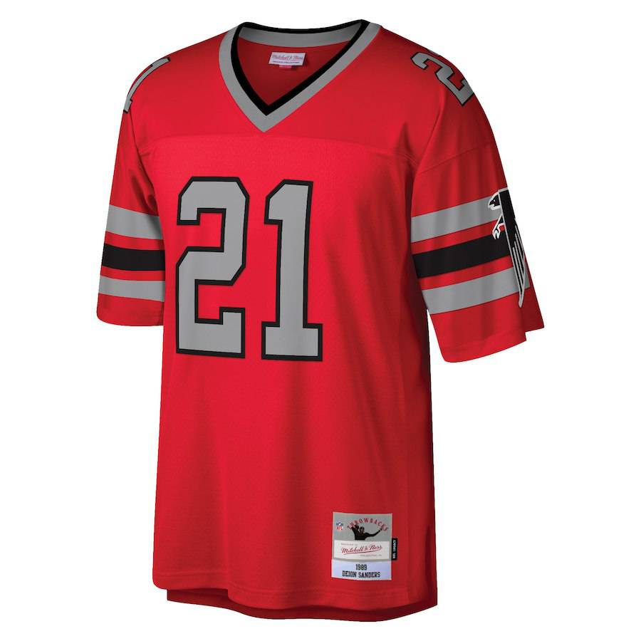 Men's Atlanta Falcons Deion Sanders Mitchell & Ness Red Legacy Replica Jersey