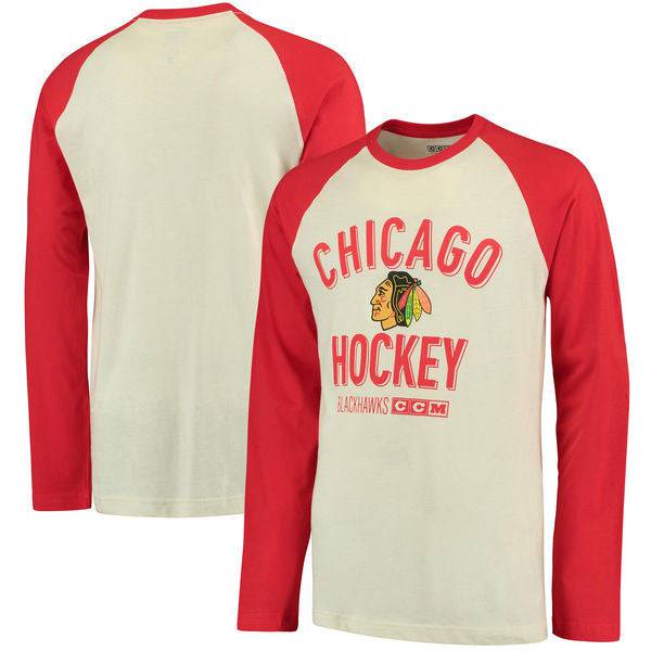 Mens Chicago Blackhawks Finished Long Sleeve Crew Neck Tee By CCM